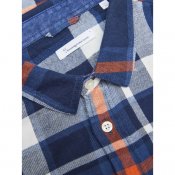 Knowledge Cotton Apparel -  Larch Checked Flannel Shirt Total Eclipse M